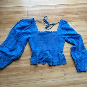 Cropped, Puffed Sleeved American Eagle Blouse— Gently Worn.